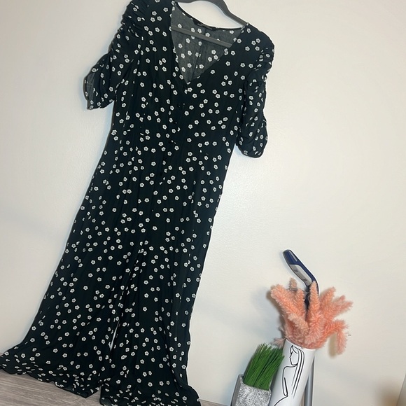 Zara Floral Print Wide Leg Cropped Length One Piece Jumpsuit Medium - Picture 3 of 7